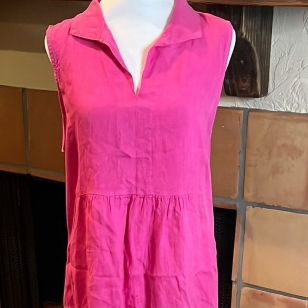 Terzo Millennio Hot Pink Sleeveless Linen Dress, size XL